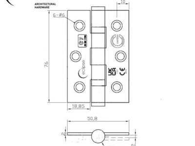 75mm/3"Satin Stainless Steel Ball Bearing Hinges(1 pair)