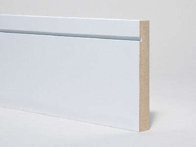 4.4mtr 18mm x 119mm White Primed Shadow Groove MDF Skirting