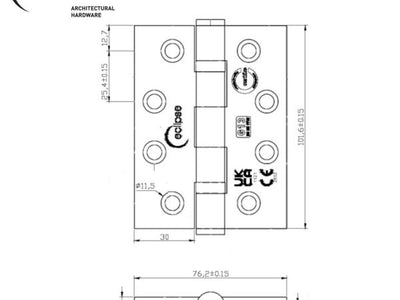 100mm/4" Black Ball Bearing Hinges(1 pair)