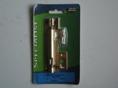 4" (100MM) SPECIALIST BRASS DOOR BOLT NECKED