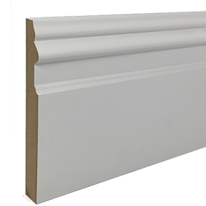 5.49mtr 25mm x 219mm White Primed Double Sunk MDF Skirting Board