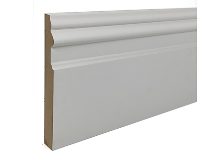 5.49mtr 25mm x 219mm White Primed Double Sunk MDF Skirting Board