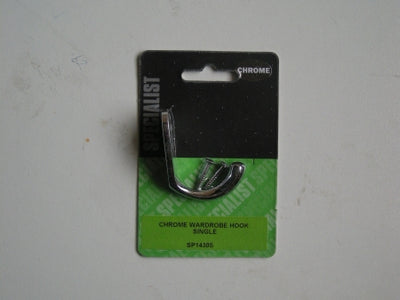 SPECIALIST CHROME WARDROBE HOOK SINGLE