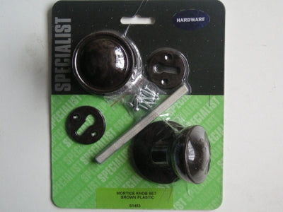 SPECIALIST MORTICE KNOB SET BROWN PLASTIC