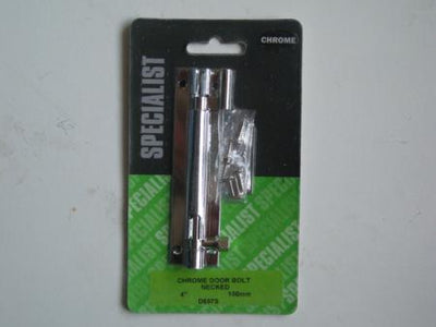 4" (100MM) SPECIALIST CHROME DOOR BOLT NECKED