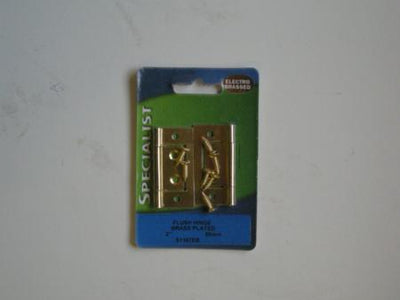 2" (50mm) SPECIALIST FLUSH HINGE BRASS PLATED(PAIR)